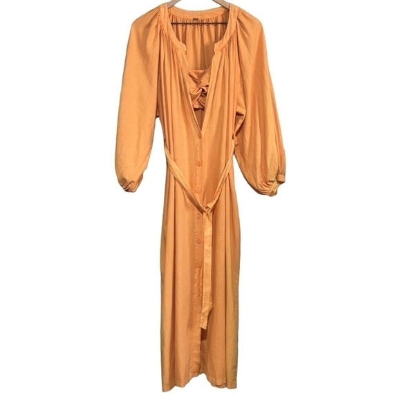 YFB Napa Dress & Bralette Women’s Small Orange Ombré Linen Blend Sundress Set - Picture 7 of 15